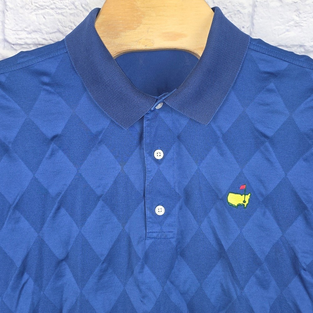 Masters Collection Mens Blue Diamond Argyle Cotton Golf Polo Shirt Size Medium